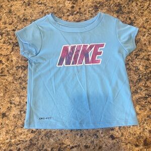 Nike Light Blue Short Sleeve Logo Tee with Pink-Purple NIKE